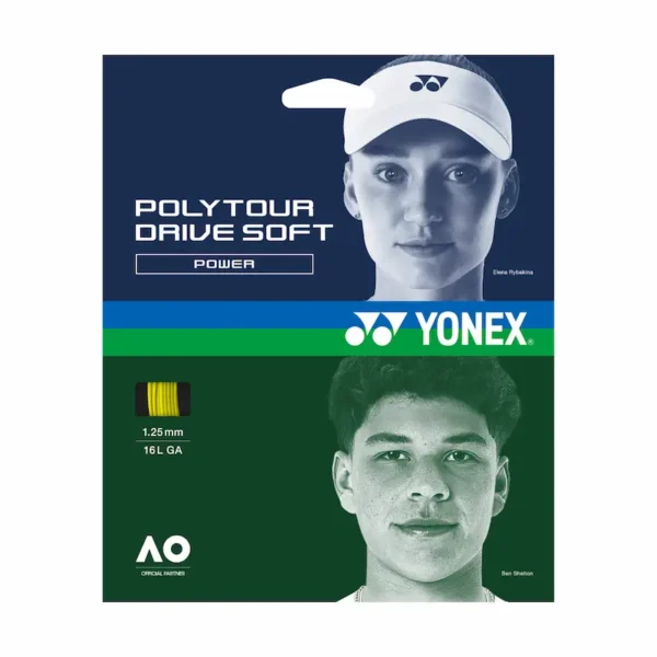 YONEX Poly Tour Drive Soft 1,25mm Flash Yellow inkl. Bespannung